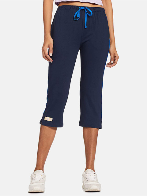 

IVOC Women Navy Blue Solid Slim Fit Capris