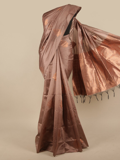 

Pothys Copper-Toned Woven Design Zari Jute Silk Saree