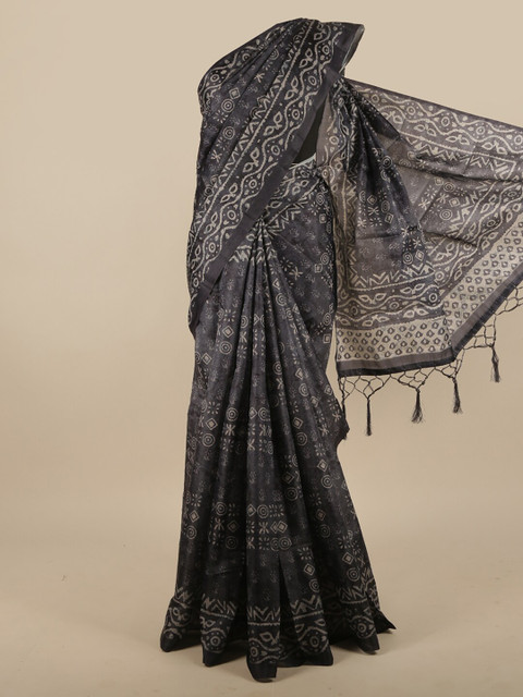 

Pothys Grey Ethnic Motifs Printed Jute Silk Saree