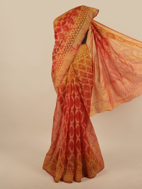

Pothys Rust & Cream-Coloured Geometric Printed Zari Saree