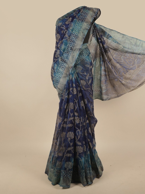 

Pothys Blue & Grey Floral Printed Saree