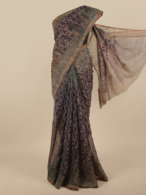 

Pothys Blue & Beige Ethnic Motifs Zari Saree