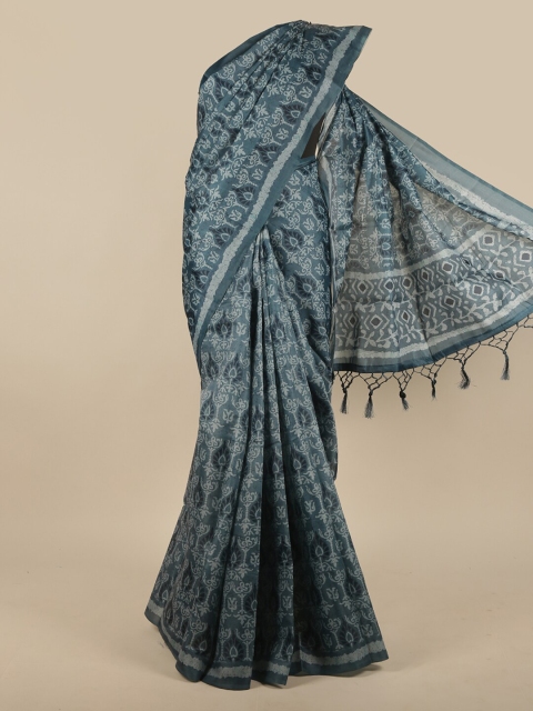 

Pothys Blue & Grey Ethnic Motifs Jute Silk Saree