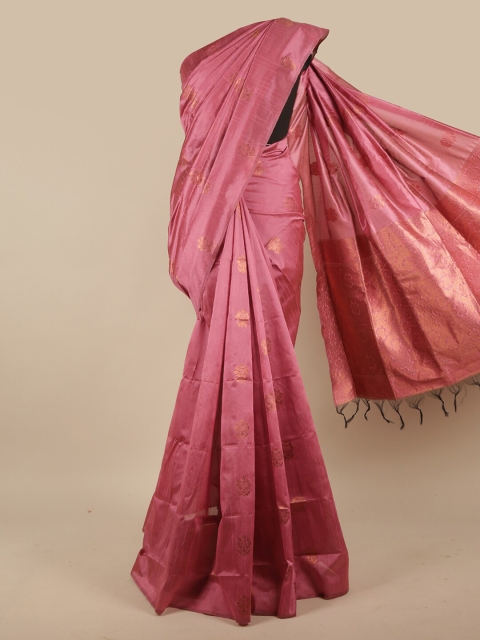 

Pothys Pink & Gold-Toned Ethnic Motifs Zari Jute Silk Saree