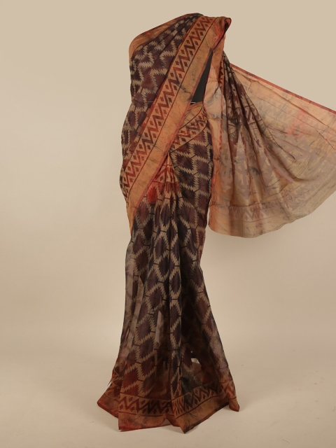 

Pothys Brown & Beige Poly Chiffon Saree