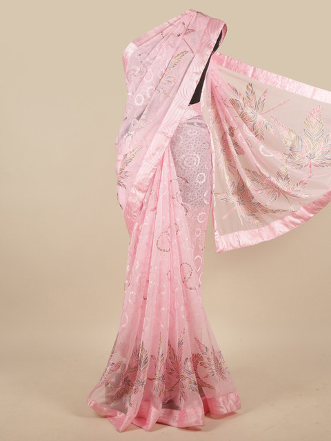 

Pothys Pink & Green Floral Saree