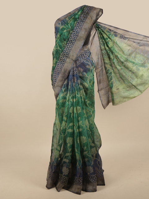 

Pothys Green & Blue Floral Saree