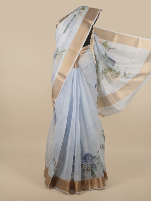 

Pothys Blue & Green Floral Jute Silk Saree