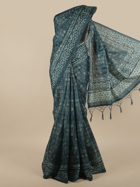 

Pothys Blue & White Jute Silk Saree