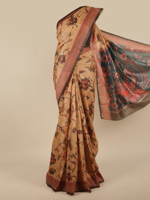 

Pothys Brown & Red Floral Jute Silk Saree