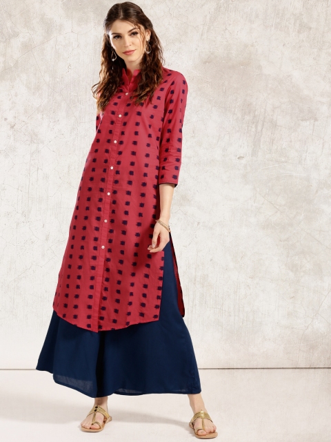 

Anouk Women Red & Navy Printed A-Line Kurta
