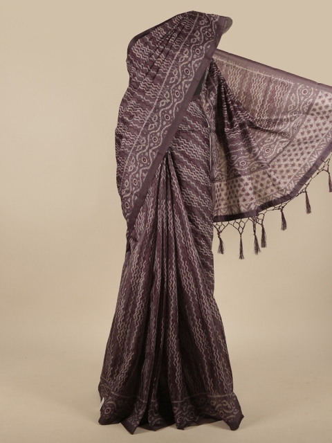 

Pothys Purple & White Jute Silk Saree