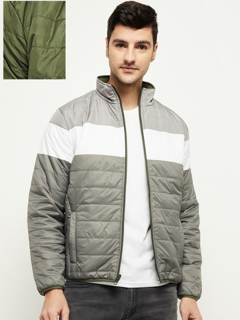 

max Men White & Grey Colourblocked Reversible Padded Jacket