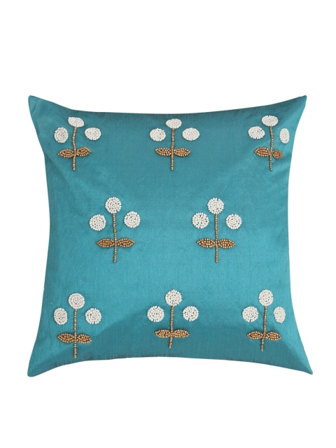 

Alina decor Teal & Brown Set of 2 Embroidered Square Cushion Covers