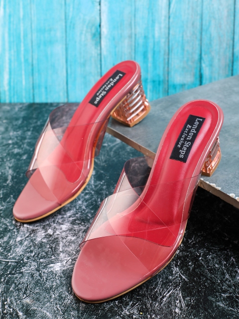 

LONDON STEPS Red Block Heeled Sandals
