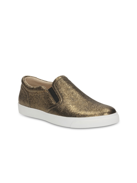 

Clarks Women Gold-Toned Solid Regular Slip-On Sneakers