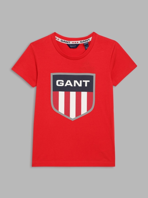 

GANT Boys Red Printed Organic Cotton T-shirt