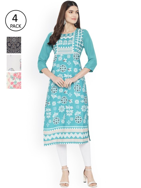 

Ethnic basket Women Multicoloured Ethnic Motifs Embroidered Floral Crepe Kurta, Multi