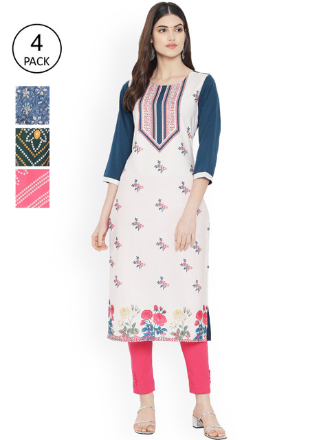 

Ethnic basket Women Multicoloured Printed Floral Crepe Kurta, Multi