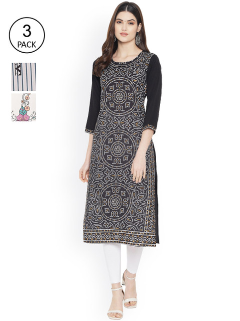 

Ethnic basket Women Multicoloured Geometric Printed Floral Crepe Kurta, Multi