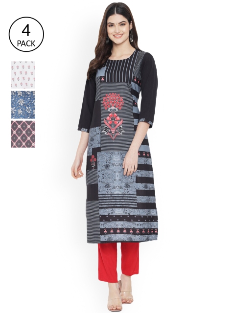 

Ethnic basket Women Multicoloured Printed Floral Crepe Kurta, Multi
