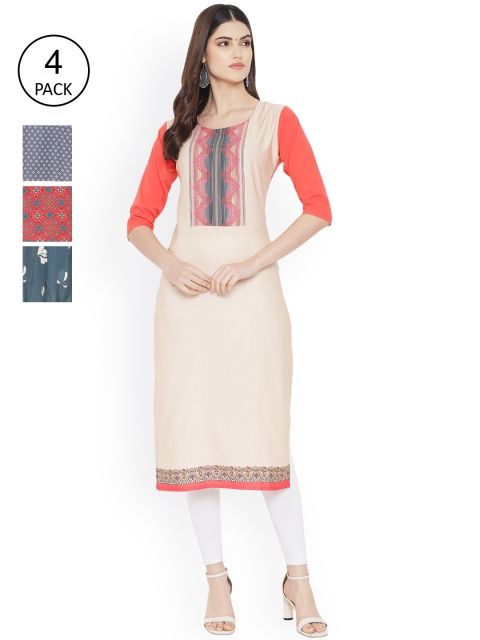 

Ethnic basket Women Multicoloured Ethnic Motifs Yoke Design Thread Work Floral Crepe Kurta, Multi
