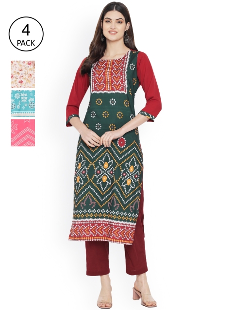 

Ethnic basket Women Multicoloured Floral Printed Mirror Work Floral Crepe Kurta, Multi