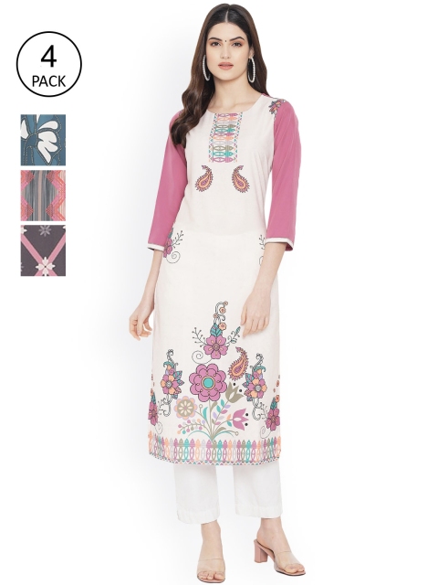 

Ethnic basket Women Multicoloured Ethnic Motifs Printed Patchwork Floral Crepe Kurta, Multi