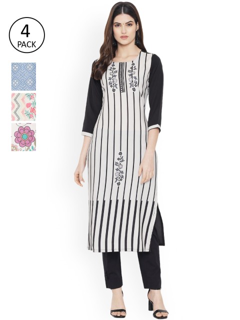 

Ethnic basket Women Multicoloured Ethnic Motifs Printed Patchwork Floral Crepe Kurta, Multi