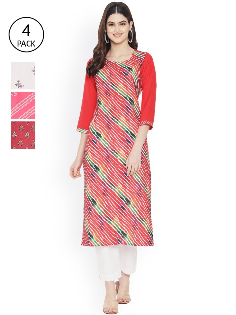 

Ethnic basket Women Multicoloured Ethnic Motifs Printed Keyhole Neck Floral Crepe Kurta, Multi