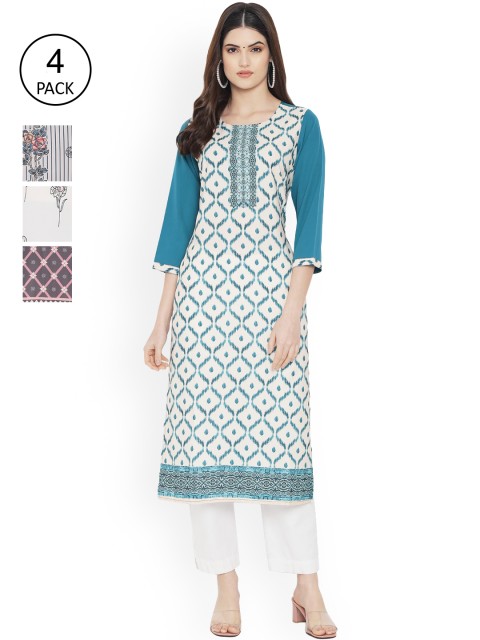

Ethnic basket Women Multicoloured Printed Floral Crepe Kurta, Multi