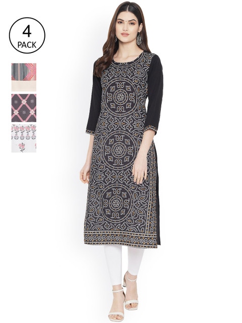 

Ethnic basket Women Multicoloured Geometric Printed Floral Crepe Kurta, Multi