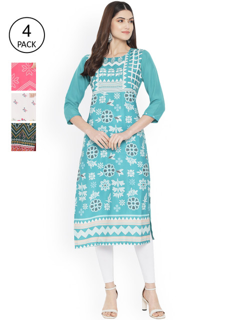 

Ethnic basket Women Multicoloured Ethnic Motifs Embellished Floral Crepe Kurta, Multi