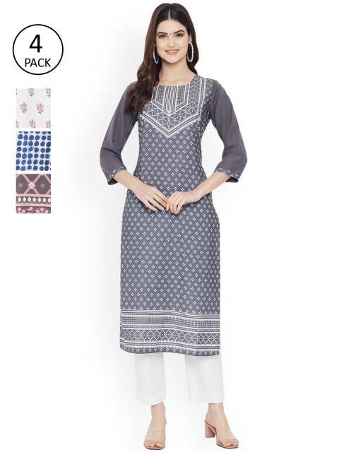 

Ethnic basket Women Multicoloured Floral Printed Extended Sleeves Floral Crepe Kurta, Multi