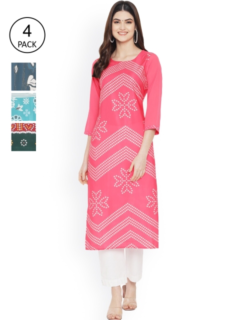 

Ethnic basket Women Multicoloured Floral Embroidered Floral Crepe Kurta, Multi