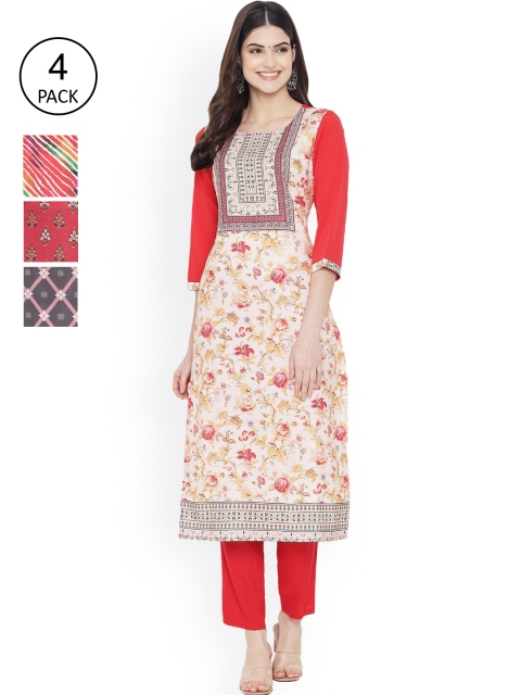 

Ethnic basket Women Multicoloured Printed Floral Crepe Kurta, Multi