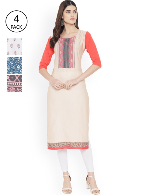 

Ethnic basket Women Multicoloured Geometric Printed Floral Crepe Kurta, Multi