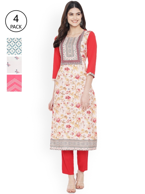 

Ethnic basket Women Multicoloured Ethnic Motifs Printed Thread Work Floral Crepe Kurta, Multi