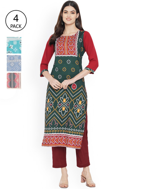 

Ethnic basket Women Multicoloured Ethnic Motifs Yoke Design Thread Work Floral Crepe Kurta, Multi