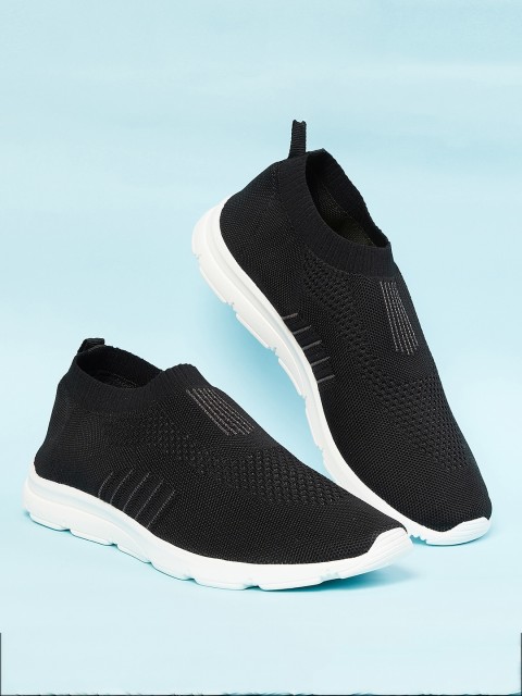 

max Men Black Woven Design PU Slip-On Sneakers
