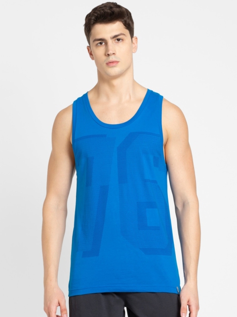 

Jockey Men Blue Printed Tank Top