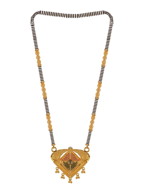 

Brandsoon Set Of 2 Gold-Plated Black & White Stone Studded & Beaded Mangalsutra