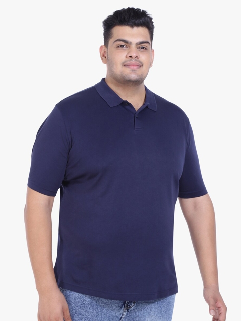 

Santonio Men Plus Size Navy Blue Polo Collar T-shirt