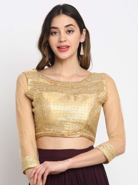 

Grancy Women Gold-Coloured Embellished Saree Blouse