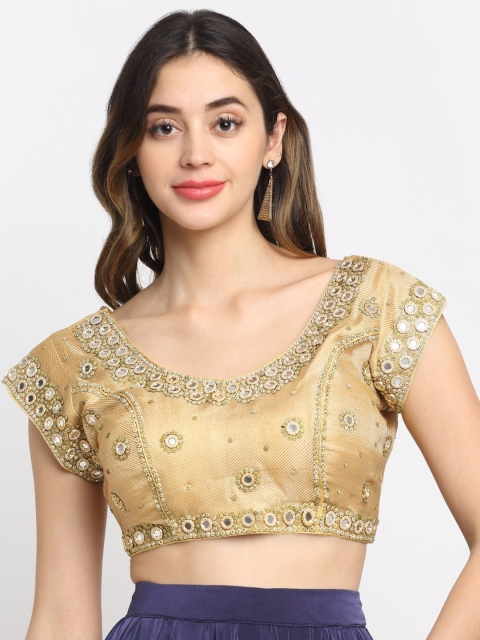 

Grancy Women Gold-Colored Embellished Saree Blouse