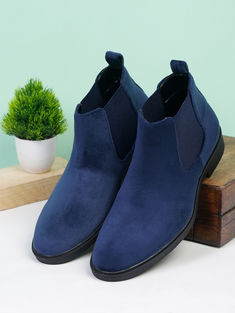 

Bruno Manetti Men Blue Suede Flat Boots