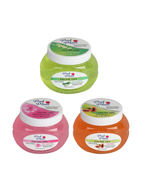 

Pink Plums Set of Cucumber-Skin Whitening-Papaya Face & Body Gel - 250 ml Each, Multi