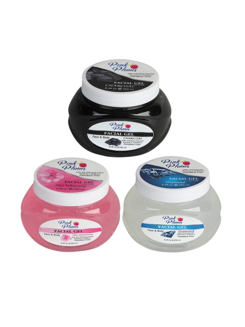 

Pink Plums Set of Charcoal-Skin Whitening-Diamond Face & Body Gel - 250 ml Each, Multi