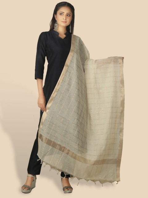 

Sanwara Cream-Coloured & Gold-Toned Pure Silk Dupatta
