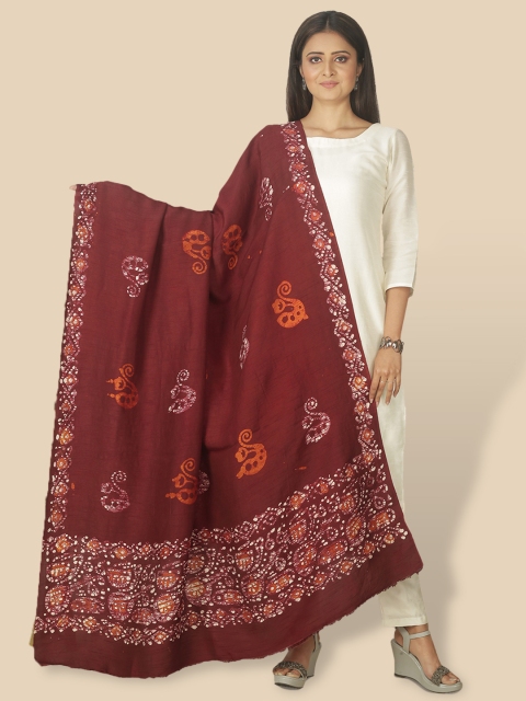 

Sanwara Women Brown & White Woven Design Pure Silk Dupatta